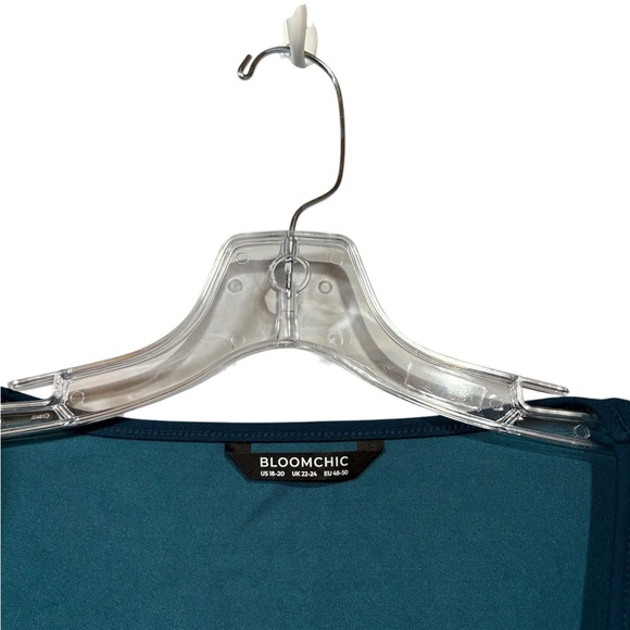 NWOT, BloomChic, Teal Plus-Size Blouse With Cut-Out Hem, 18W-20W - Picture 3 of 7